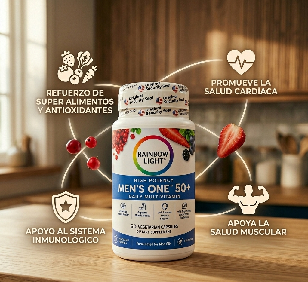 Men’s One Multivitamínico Diario – Energía y Vitalidad 50+ 🌈💪